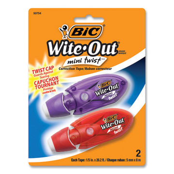BIC® Wite-out Mini Twist Correction Tape, Non-refillable, 1-5" X 314", 2-pack freeshipping - TVN Wholesale